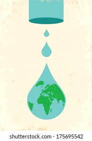 Illustration of pipe and drops