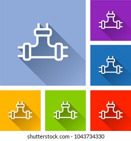 Illustration of pipe icons with long shadow 