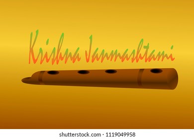 illustration of pipes Janmasthami background with colorful floral vector