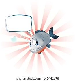 Illustration of a piranha with an empty callout on a white background 