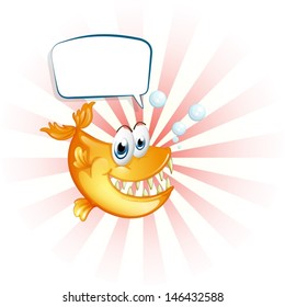 Illustration of a piranha with an empty callout on a white background 