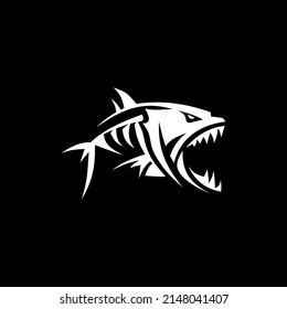 an illustration of a piranha fish logo with sharp teeth symbolizing the ferocity of the fish