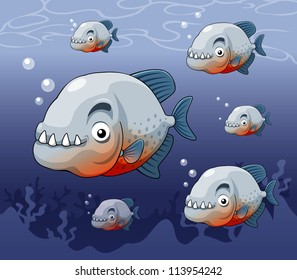 illustration of piranha in river vector