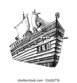 illustration of pirate boat