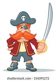Illustration of a pirate character holing a sword/Vector Pirate Cartoon