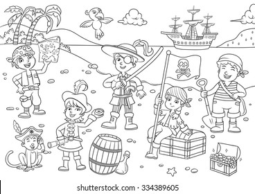 Illustration pirate child cartoon EPS10 File simple Gradients