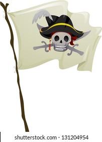 Illustration of a Pirate Flag Fluttering in the Wind