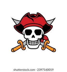 illustration pirate flag skull vector design