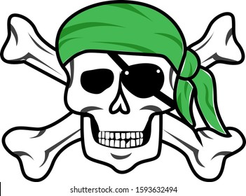 illustration of pirate icon, sticker,tshirt print, vector illustration