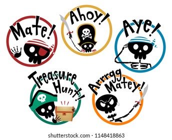 Illustration of Pirate Icons from Mate, Ahoy, Aye, Treasure Hunt and an Extra Expression