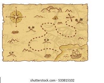 Illustration of a pirate map concept/ Editable Eps10.