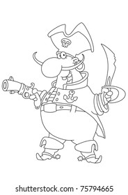 illustration of a pirate outlined