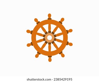 Illustration of pirate ship wheel. Pirate flat vector collection isolated on white background. Pirate game icon. 