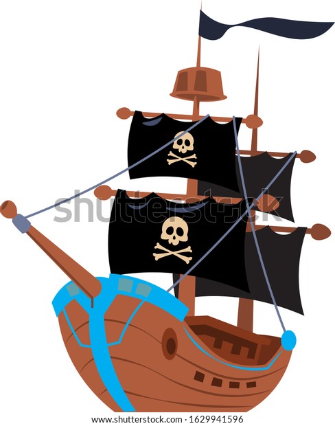 Illustration Pirate Ship White Background Vector Stock Vector (Royalty ...