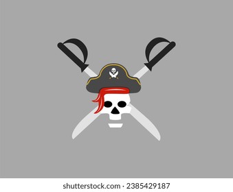 Illustration of pirate symbol. Pirate flat vector collection isolated on gray background. Pirate game icon. 