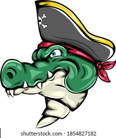 The illustration of the pirates crocodile using the pirates hat for the mascot big ship