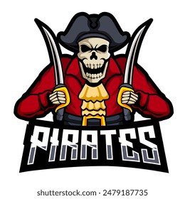 Illustration of Pirates mascot gaming logo design