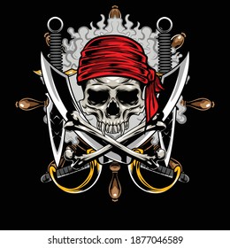 Illustration of pirates skull  available for your custom project