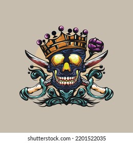 Illustration Pirates skull design vector 