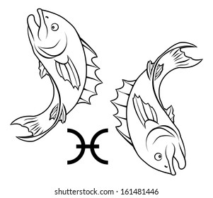 Illustration of Pisces the fish zodiac horoscope astrology sign