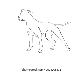 The illustration of the Pit Bull dog is suitable for room decoration and wall decoration. Simple continuous line art