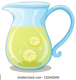 Illustration of a pitcher of lemon juice on a white background