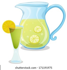 Illustration of a pitcher of lemonade on a white background
