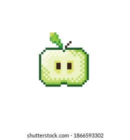 Illustration pixel art apple. Vector picture.