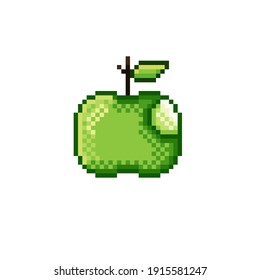 Illustration pixel art apple. Vector picture.