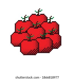 manzanas de arte de píxeles de ilustración. Imagen vectorial.