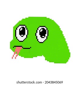 illustration pixel art cute Komodo dragon head 