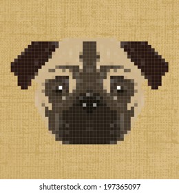 Illustration of pixel art dog background