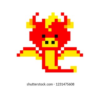  illustration pixel art of dragon in pixel style