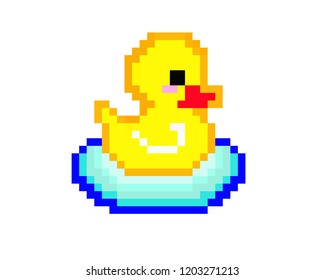 Illustration Pixel Art Duck Pixel Style Stock Vector (Royalty Free ...