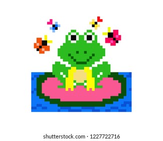  illustration pixel art of frog in pixel style