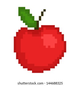 Illustration Pixel Art Fruit Apple Isolated