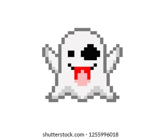 illustration pixel art of  ghost  in pixel style