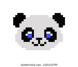  illustration pixel art of panda in pixel style