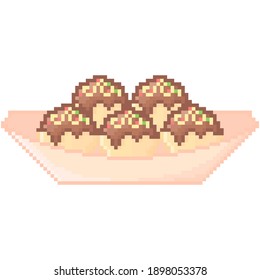 Illustration pixel art of takoyaki