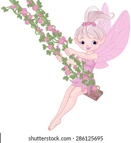 Illustration of Pixy fairy on a swing