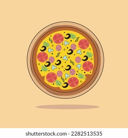 Illustration eines Pizzahintergrunds. Illustration einer Pizza.pizza-Slice Symbol Vektorstock.pizza Vektorgrafik