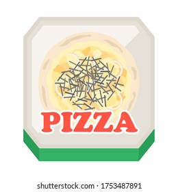 Ilustración de una pizza en una caja.