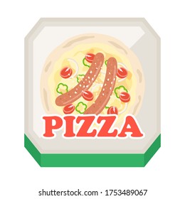 Illustration of a pizza in a box.