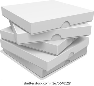 Illustration of pizza boxes, with white vector background