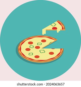illustration of pizza with cheese. food and diet