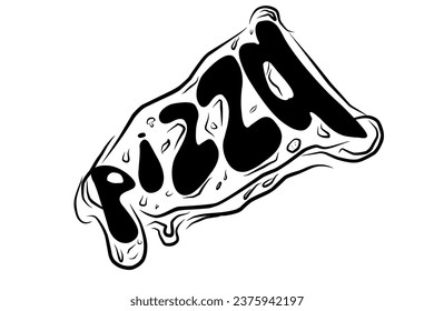 Illustration of pizza. Doodle art pizza. Logo pizza
