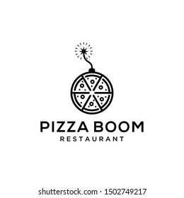 Illustration of pizza with every taste exploded in the mouth like a bomb logo design food restaurant