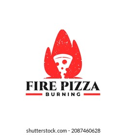 illustration of a pizza inside of a fire, good for pizza restaurant logo