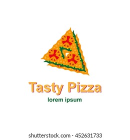 illustration for pizza logo, emblem for fast food restaurant.