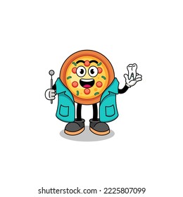 Illustration of pizza mascot as a dentist , character design